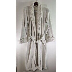 POTTERY BARN Plush White Long‎ Bath Robe w/Belt Women's Medium Loungewear Cozy